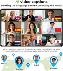 Wireless AI Translator Earbuds 135 Languages Touch Screen ENC Noise Cancel BT5.4