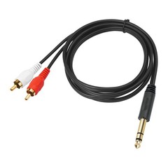 Goldplated 6.35mm 1/4 Inch Male Trs Stereo Plug To 2 Rca Phono Male Audio Y Spli