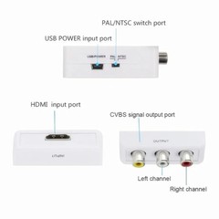 TABLLYUGE 1080P HDMI-compatible to AV RCA Converter Box HDMI2AV Adapter With USB