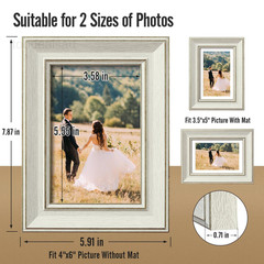 4×6 Picture Frames Set of 4, Rustic Farmhouse Photo 4×6, Assorted colors