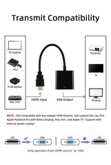 080P HDMI Male to VGA Female Video Cable Cord Converter Adapter For PC Monitor