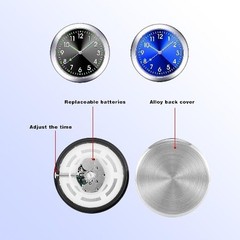 2 PCS Mini Car Clock for Dashboard, 1.5In Durable Metal Vehicle Luminous Clock w