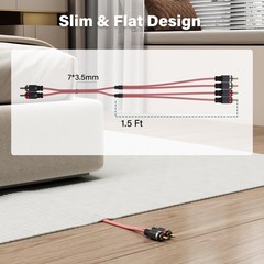 2 to 4 Channel RCA Car Audio Cable 15 Ft, Bi-Directional Y Splitter RCA Adapt…
