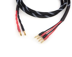 Canare 4S11 Bi-Wire Speaker Cable Single, Black Flex Braided 2 to 4 Banana.