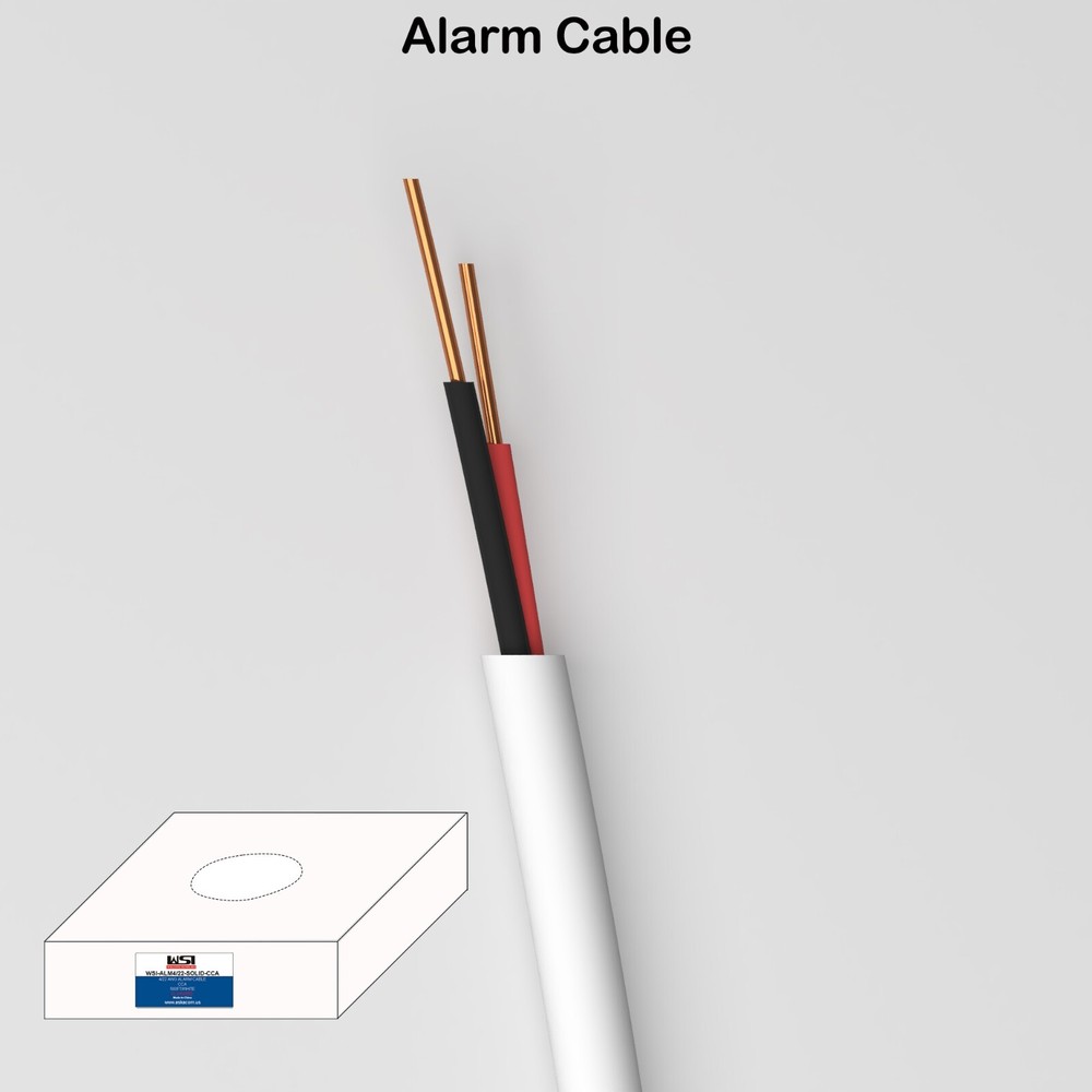SECURITY WIRE BURGLAR ALARM 22/2 CCA CABLE WHITE 500FT CL2/CL3 RATED PVC JACKET