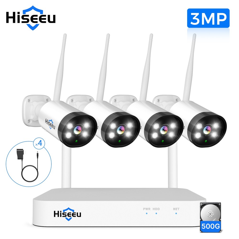 Hiseeu 10CH NVR 3MP 2.4G/5G WIFI Outdoor Audio Security Camera System CCTV HDD