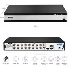 ZOSI 16 Channel H.265+ 1080p DVR Hard Drive 2TB for Security Camera System