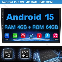4+64GB Double 2DIN Rotatable 10.1″ Android 15 Car Stereo Radio GPS Navi Wifi BT
