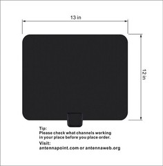 Flat Indoor Digital Antenna Long Range 35 Miles HDTV VHF UHF 1080p, Black