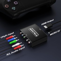 Component to Hdmi Converter, YPbPr + R/L Audio to HDMI Converter Aluminum All…