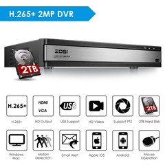 ZOSI H.265+ 8CH/16CH DVR for Security Camera System 1080P Recorder with HDD