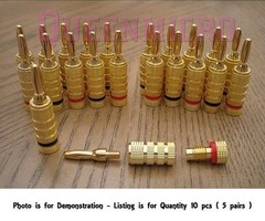 10 Pack Premium Gold Banana Speaker Amplifier Wire Plugs Screw Connector 5 Pairs