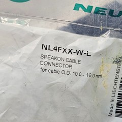 (QTY 2) Neutrik NL4FXX-W-L: Speak On Cable 10-16mm 4Pole Chuck Speaker Connector