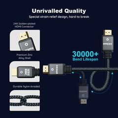 8K HDMI Cable 2.1 8K@60Hz, 4K@120Hz HDCP 2.2 HDR Dolby 4:4:4 Full HD 1080p Speed