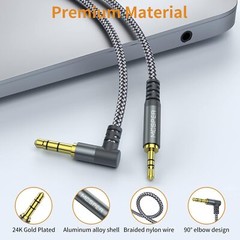 3.5Mm to 2.5Mm Aux Audio Cable (6.6FT), 90 Degree Right Cord Compatible with Bos