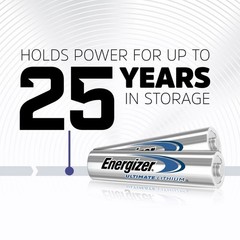2pk Ultimate Lithium AAA Batteries: Household Single-Use, 1.5V, Metallic Silver