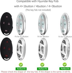 Silicone Key Fob Cover for Hyundai 2024-2026 Tucson Black Red+Black Pink(Button