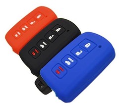 Silicone Remote Key Fob Cover Protector for 4 Buttons 3pcs,Black,Blue,Red