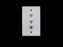Single 1-Gang 2 Port CAT6 RJ45 Ethernet F type Coax Cable TV Wall Plate White
