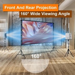 120″ Projector Screen w/ Stand 16:9 4K HD Rear Front Wrinkle-Free Portable