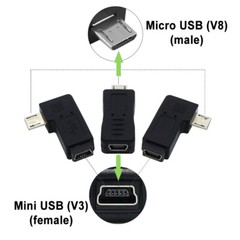 Micro USB to Mini USB Male Female Adapter Data Sync Converter Connectors Angle