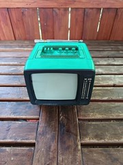 Vintage Russian Portable Television TV ELEKTRONIKA 409 D in green color