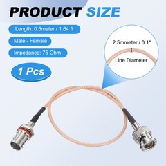 BNC Cable 1.64 FT 3G-SDI Coaxial Video Cable 75 Ohm Male to Female Connector