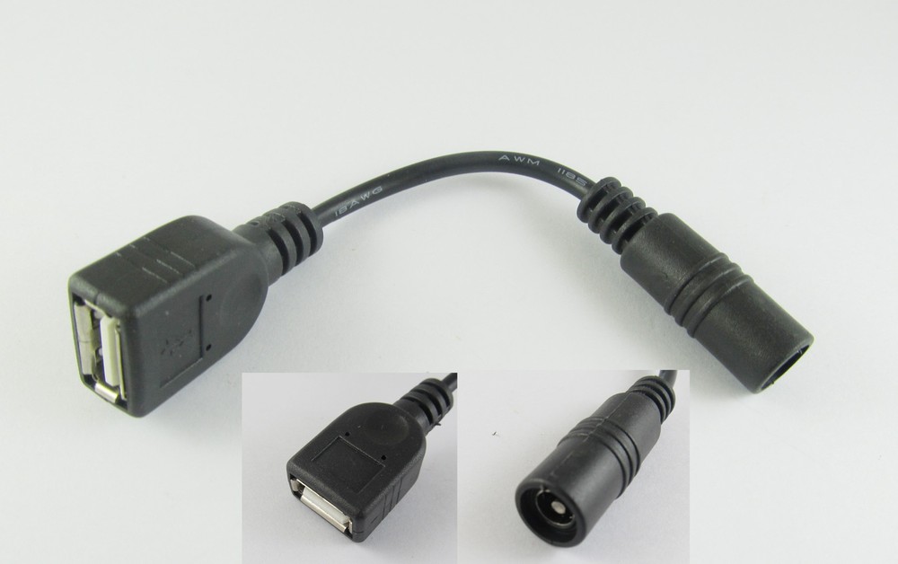 10 USB 2.0 A Female to 5.5mm x 2.1mm Female DC Power Supply Extension Cord Cable