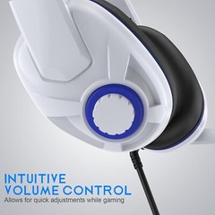 FnOoRw Stereo Gaming Headset for PS5 PS4 PC Xbox One White 3.5mm Plug