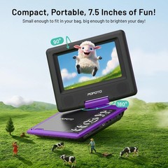 9.5″ Portable DVD Player for Kids and Car, 4-6 Hour Working Time, Dual Speakers