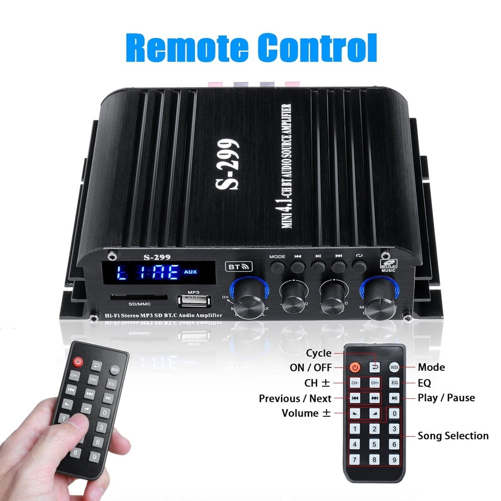 1600W Bluetooth Audio Power Amplifier, 4.1 Channel Support 2 Pairs Speakers 1…