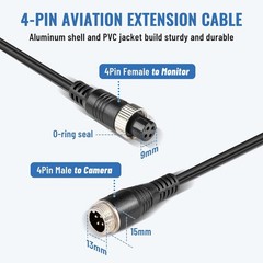 4 Pin Aviation Extension Cable (16/33/50/66FT) Backup Camera Cord Car Video Wire