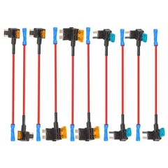 10PC Add-a-Circuit Fuse Tap Adapter Kit w/ Standard & Mini Tap Blade Fuse Holder
