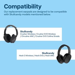 Replacement Ear Pads for Skullcandy Crusher Wireless/Evo – Memory Foam Black