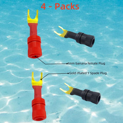 4-Pack Y Spade Plugs to to 4mm Female Banana Jack/Speaker Wire, Gold Plated S…
