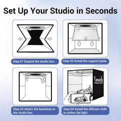 16x16x12 Photo Light Box with USB-C Cable, 18W Dimmable LED Photography…