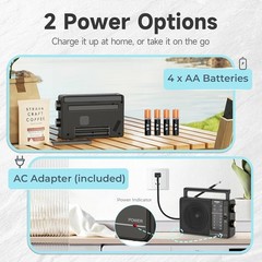 AM FM Radio Portable Plug in Wall or AA Battery Operated for Home/Outdoor & Emer