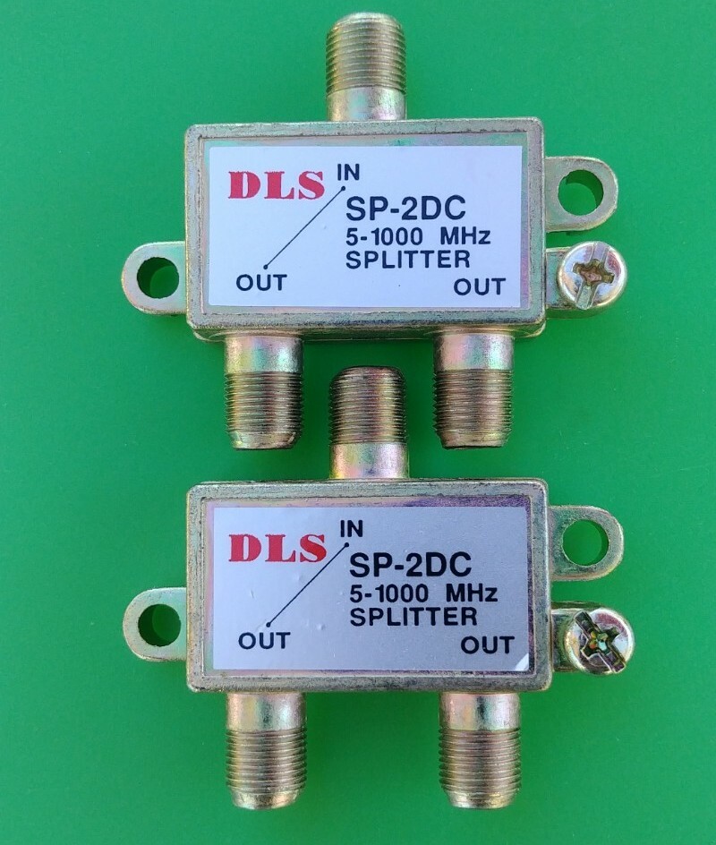 (2 PCS) DLS #SP-2DC 2-Way Splitter 5-1000 MHz 1 Port Power Pass