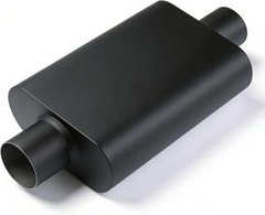 Universal 2.25″(ID) Dual Chamber Exhaust Muffler – 17″ Overall 2.25 Inch BLACK