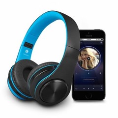 Blue Wireless Bluetooth Foldable Headphones Over Ear Hi-Fi Stereo Headset PC TV