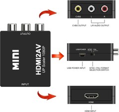 HDMI To RCA AV Adapter Converter Cable CVBS 3RCA 1080P Composite Video Audio