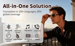 AI Smart Glasses for Men&Women Bluetooth Sunglasses Open-Ear Speaker Translation