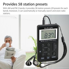 Portable Pocket LCD Digital AM FM Radio Stereo Receiver Rechargeable w/earphone