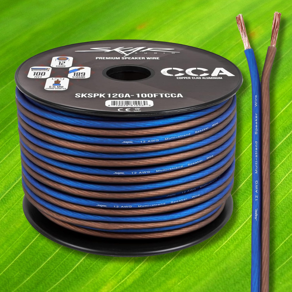 12 Gauge CCA Car Audio Speaker Wire – 100 Feet (Matte Brown/Blue)