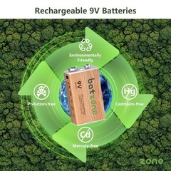 4-Pack 3700mWh 9V Rechargeable Lithium Li-ion Battery + USB Type-C Cable 9 Volts
