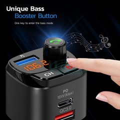 Nulaxy Bluetooth 5.0 FM Transmitter for Car, QC3.0 & USB-C PD Small, Black