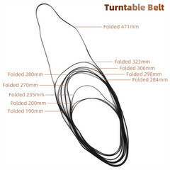 10pcs Turntable Belt Different Specifications Rubber Belt Replace Turntable