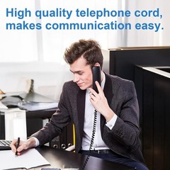EZYUMM Phone Cord for Landline, 2 Pack Black Handset Telephone Cord, Universal
