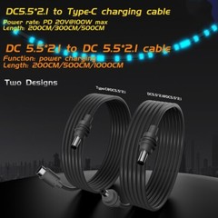 Sleek Black Waterproof DC Power Cable for Starlink for MINI Multiple Sizes