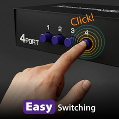 Elegant 4 in 1 RCA Audio Video Selector with 2.6FT AV Patch Cable – Plug & Play